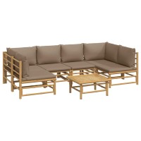 Vidaxl 7 Piece Patio Lounge Set With Taupe Cushions Bamboo