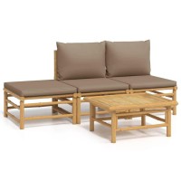 Vidaxl 4 Piece Patio Lounge Set With Taupe Cushions Bamboo