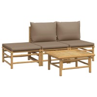 Vidaxl 4 Piece Patio Lounge Set With Taupe Cushions Bamboo