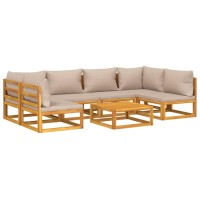 Vidaxl 7 Piece Patio Lounge Set With Taupe Cushions Solid Wood