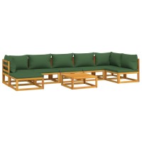 Vidaxl 8 Piece Patio Lounge Set With Green Cushions Solid Wood