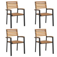 Vidaxl 5 Piece Patio Dining Set Solid Wood Acacia And Metal