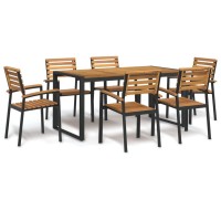 Vidaxl 7 Piece Patio Dining Set Solid Wood Acacia And Metal