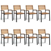 Vidaxl Stackable Patio Chairs 8 Pcs Solid Wood Acacia And Metal