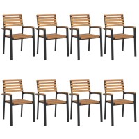 Vidaxl Stackable Patio Chairs 8 Pcs Solid Wood Acacia And Metal