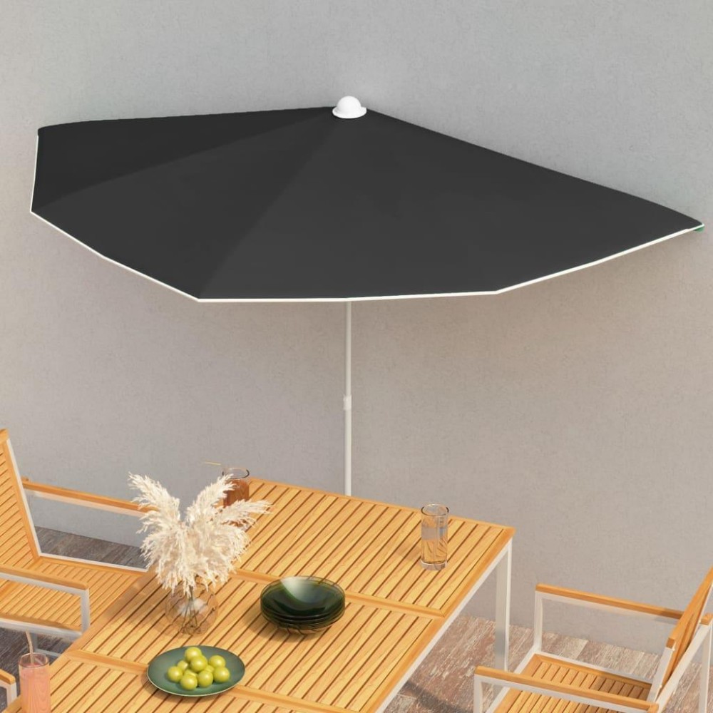 vidaXL Garden Half Parasol with Pole 70.9