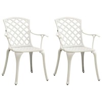 Vidaxl Patio Chairs 2 Pcs Cast Aluminum White