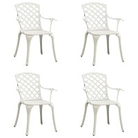 Vidaxl Patio Chairs 4 Pcs Cast Aluminum White