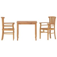 vidaXL 3 Piece Patio Dining Set Solid Wood Teak