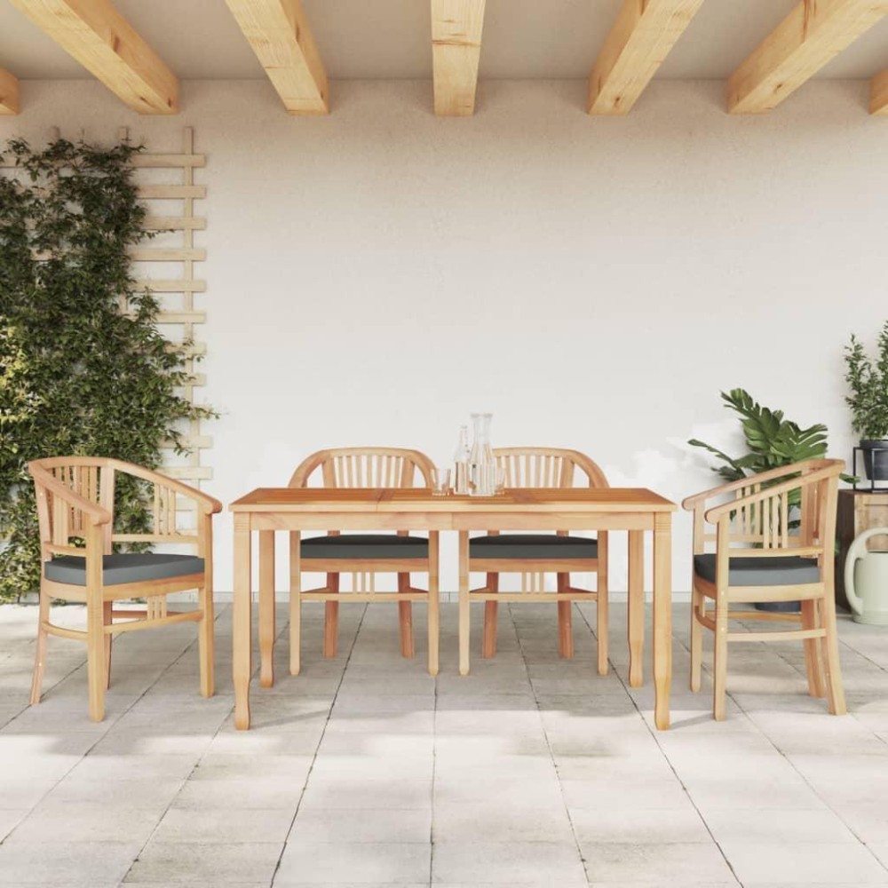 vidaXL 5 Piece Patio Dining Set Solid Wood Teak