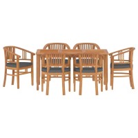 vidaXL 7 Piece Patio Dining Set Solid Wood Teak