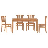 vidaXL 5 Piece Patio Dining Set Solid Wood Teak