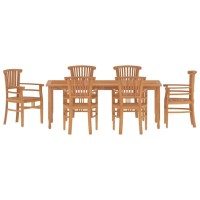 vidaXL 7 Piece Patio Dining Set Solid Wood Teak