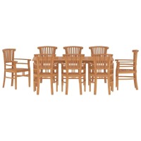 vidaXL 9 Piece Patio Dining Set Solid Wood Teak