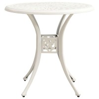 Vidaxl Patio Table White 30.7X30.7X28.3 Cast Aluminum