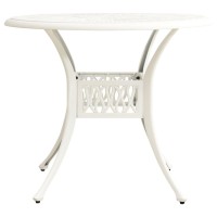 Vidaxl Patio Table White 35.4X35.4X29.1 Cast Aluminum
