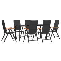 Vidaxl 7 Piece Patio Dining Set Black And Brown Poly Rattan