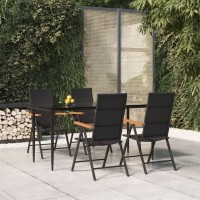 Vidaxl 5 Piece Patio Dining Set Black And Brown Poly Rattan