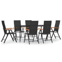 Vidaxl 7 Piece Patio Dining Set Black And Brown Poly Rattan