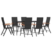 Vidaxl 7 Piece Patio Dining Set Black And Brown Poly Rattan