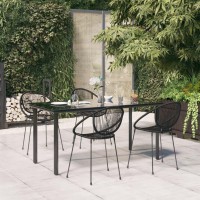 vidaXL 5 Piece Patio Dining Set Black PVC Rattan