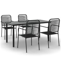 Vidaxl 5 Piece Patio Dining Set Black Cotton Rope And Steel