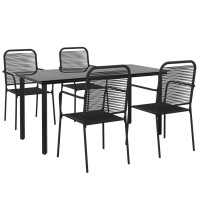 Vidaxl 5 Piece Patio Dining Set Black Cotton Rope And Steel