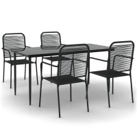 Vidaxl 5 Piece Patio Dining Set Black Cotton Rope And Steel