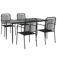 Vidaxl 5 Piece Patio Dining Set Black Cotton Rope And Steel