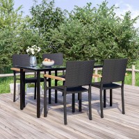 vidaXL 5 Piece Patio Dining Set Black Poly Rattan