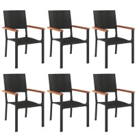 vidaXL 7 Piece Patio Dining Set Black Poly Rattan