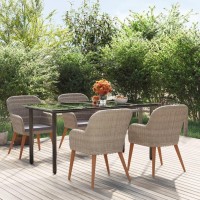 Vidaxl 5 Piece Patio Dining Set With Cushions Brown