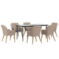 Vidaxl 7 Piece Patio Dining Set With Cushions Brown