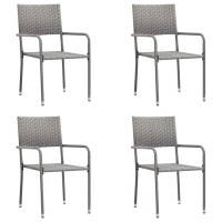 vidaXL 5 Piece Patio Dining Set Gray Poly Rattan