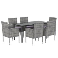 vidaXL 7 Piece Patio Dining Set with Cushions Anthracite Poly Rattan