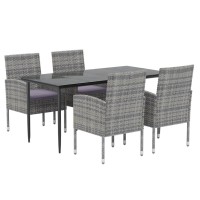 vidaXL 5 Piece Patio Dining Set with Cushions Anthracite Poly Rattan