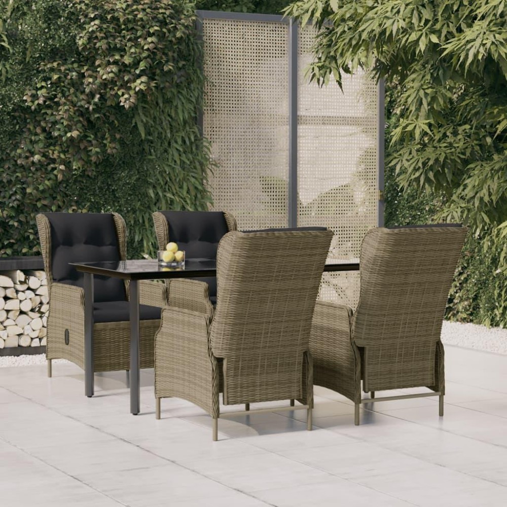 Vidaxl 5 Piece Patio Dining Set Brown Poly Rattan