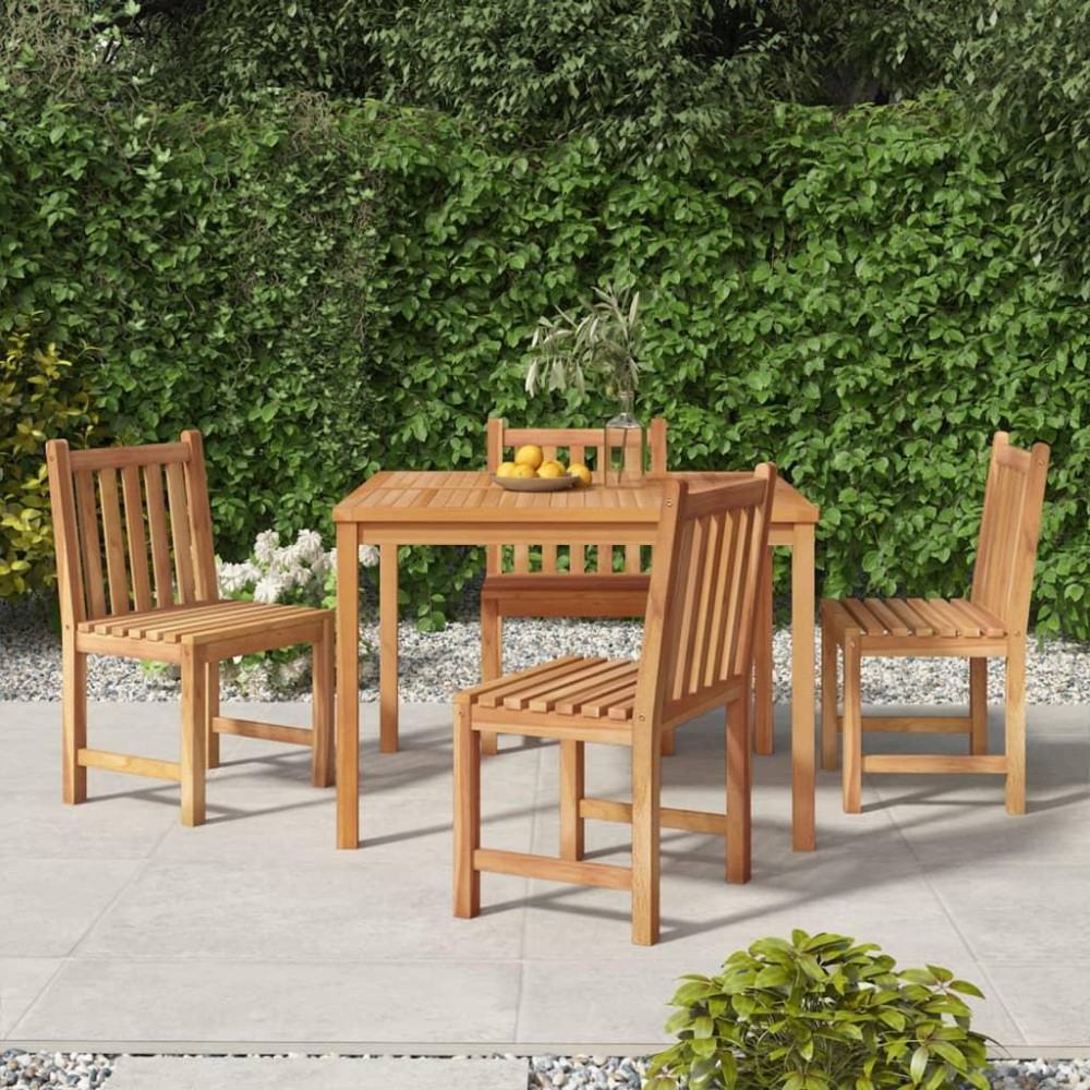 vidaXL 5 Piece Patio Dining Set Solid Wood Teak