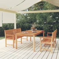 vidaXL 3 Piece Patio Dining Set Solid Wood Teak