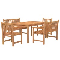 Vidaxl 5 Piece Patio Dining Set Solid Wood Teak