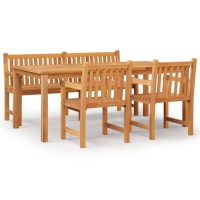 vidaXL 4 Piece Patio Dining Set Solid Wood Teak