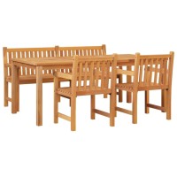 vidaXL 4 Piece Patio Dining Set Solid Wood Teak