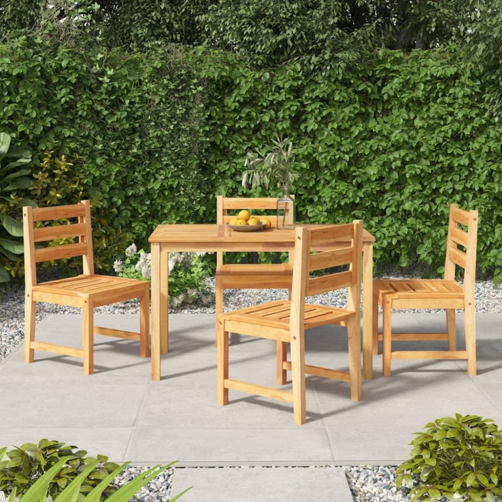 Vidaxl 5 Piece Patio Dining Set Solid Wood Teak