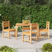 Vidaxl 5 Piece Patio Dining Set Solid Wood Teak