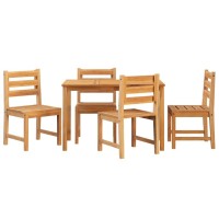 Vidaxl 5 Piece Patio Dining Set Solid Wood Teak