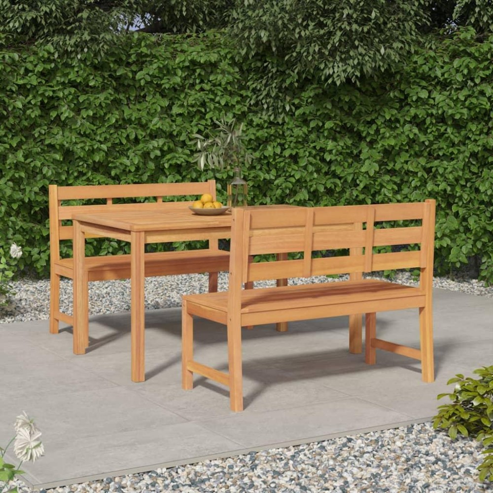 vidaXL 3 Piece Patio Dining Set Solid Wood Teak