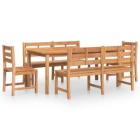 vidaXL 5 Piece Patio Dining Set Solid Wood Teak