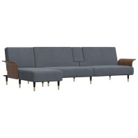Vidaxl L-Shaped Sofa Bed Dark Gray 109.8X55.1X27.6 Velvet