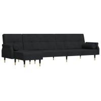 Vidaxl L-Shaped Sofa Bed Black 106.7X55.1X27.6 Velvet