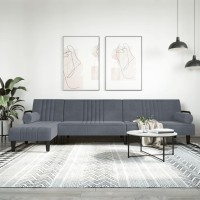 Vidaxl L-Shaped Sofa Bed Dark Gray 102.4X55.1X27.6 Velvet